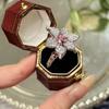Light Luxury Premium Pink Diamond Ice Flower Cut Temperament Flower Ring Inlaid With Diamond Petals Unique Luxury Ring Jewelry