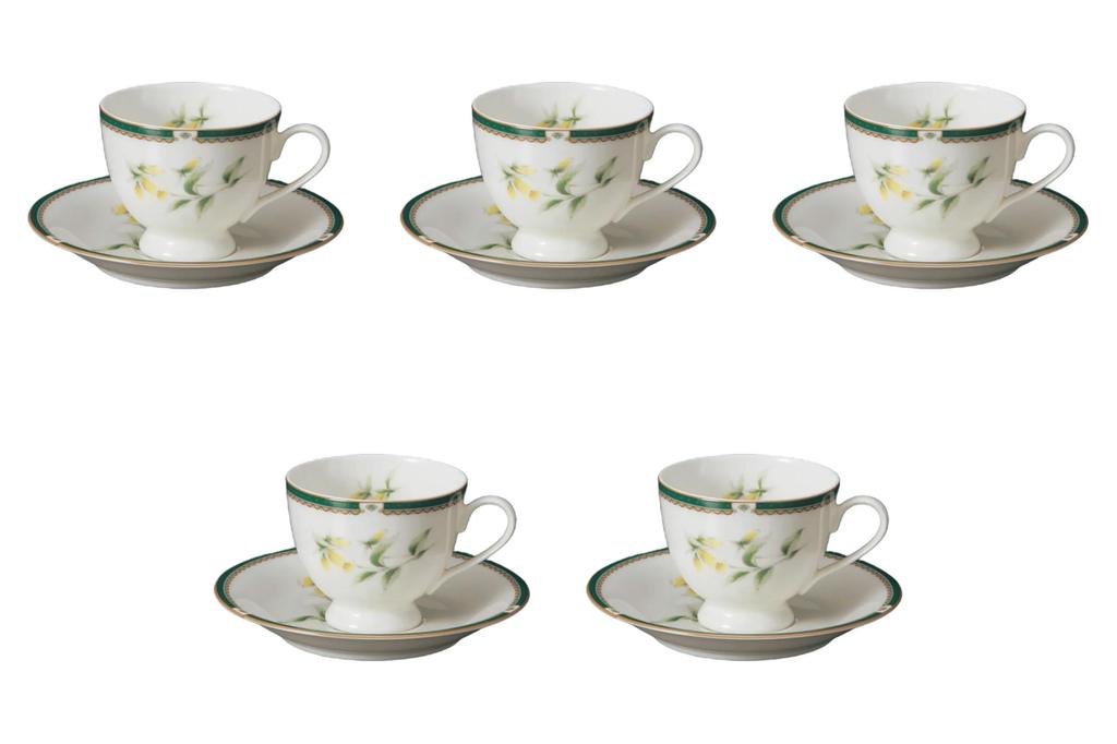 Set of 5 NB Herb Coffee Cups x x 7 Fuse Ware Cups Saucers by Setomonohonpo (11 8.3 cm, 200cc) &