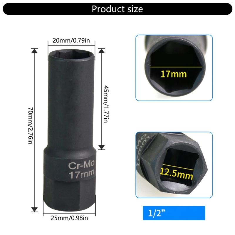Socket Wrench 7 Angle Sleeve Adapter 1/2in Square Connection Spanner Conveter Ratchet Tool Tire Removal Tool Wrench