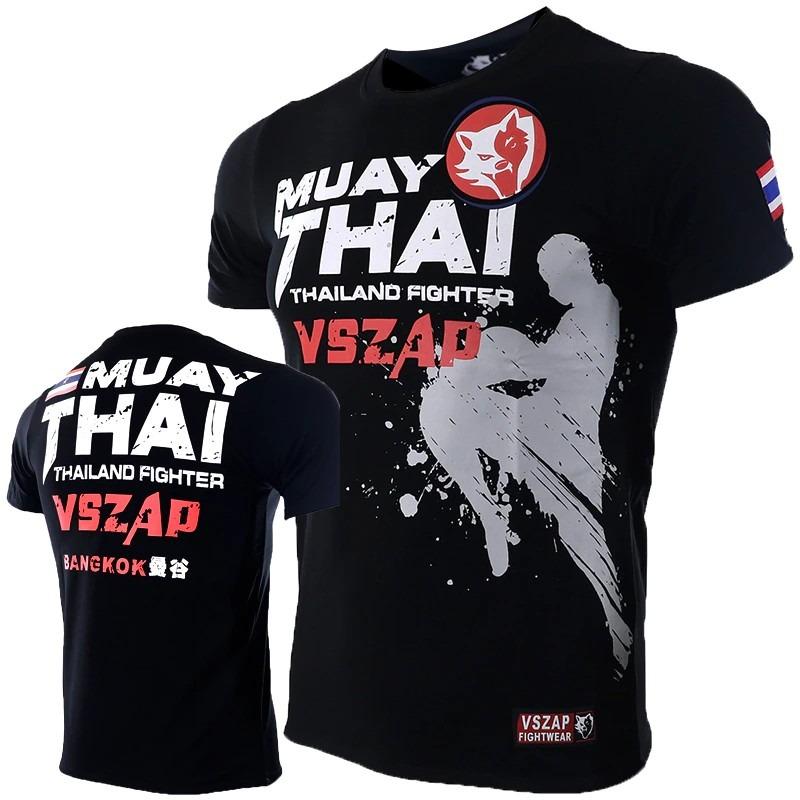 Men's Muay Thai T Shirt Summer Breathable Quick Dry Tees Running Fitness Sports Short Sleeve