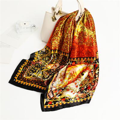 90 * 90cm New Silk Scarf Women'S Spring And Summer Decorative Scarf Sunscreen Travel Shawl Autumn And Winter Scarf Thin Edition