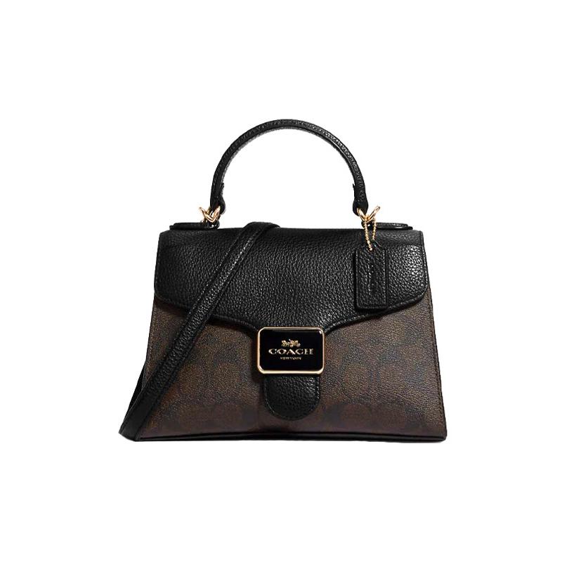 

COACH Pepper 22 Classic Presbyopia Refined Pebbles Coated Canvas and Leather Handheld Shoulder Crossbody Bag Small Women s Brown Black and Gold чорний