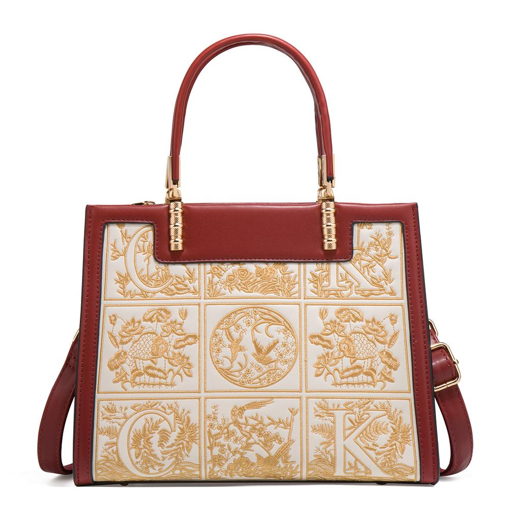 Chinese-style embroidered handbag, wedding bag, 2024 mom bag, large-capacity light luxury cheongsam bag, birthday gift