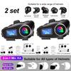 Bluetooth Motorcycle Intercom Helmet Headsets Wireless Communication Interphone BT 5.3 FM LED Screen Music Share For 2 Rider