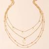 Fashion light luxury metal personalized collarbone chain female simple multi-layer star moon pendant necklace