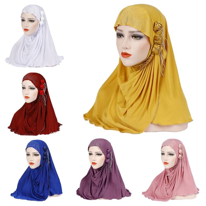 Women Muslim Arab Hijab Cap Long Scarf 