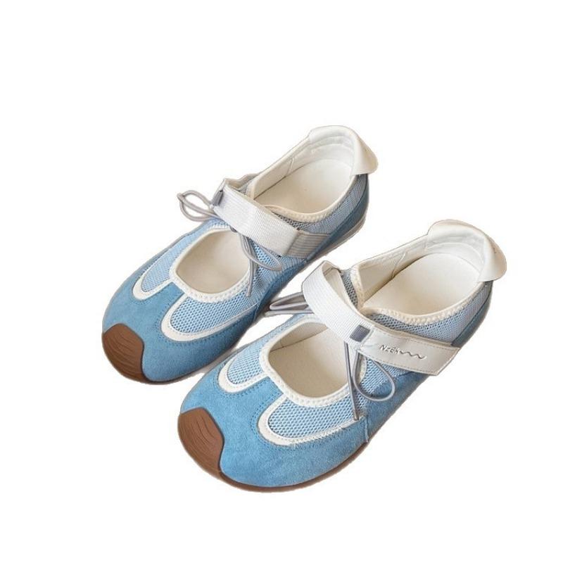 Women's Shoes Spring and Summer Lace-up New Color Matching Casual Sports Shoes Flat Heel Retro Student