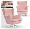 Fotel uszak bujany skandynawski welur pudrowy Hunter Family Meble różowy