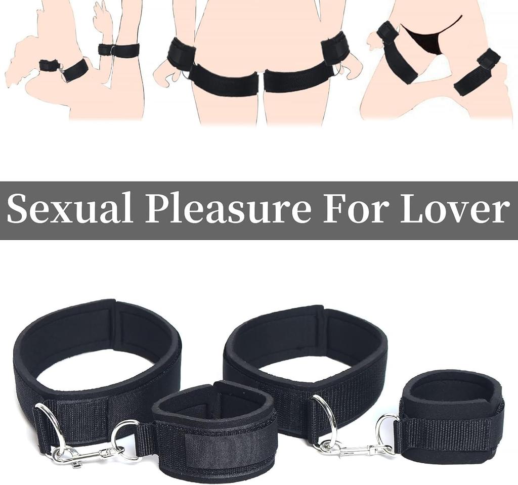 Sex Bondage Gear Wrist Thigh Cuffs Restraints Set Women Adjustable Leg Straps Handcuffs Couple Beginner SM