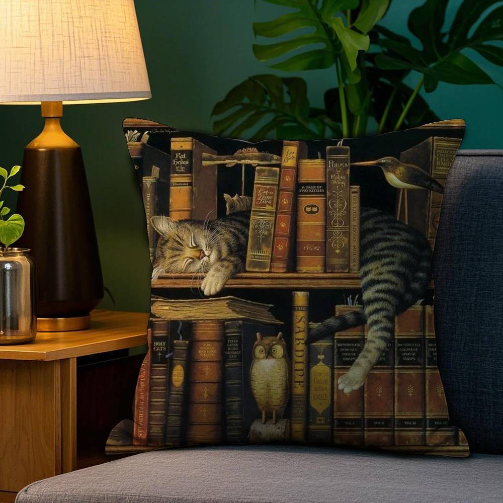 Classic Cute Cat Pillow Case Plush Fabric Soft Double Sided Print Sofa Cushion Cover Throw Pillow Covers