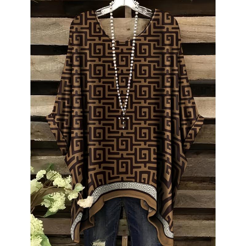 

Women s Striped Checkered 3D Printed T-Shirt Summer Round Neck Casual Fashion Women s Loose Asymmetrical Hem Street Tops 1XL