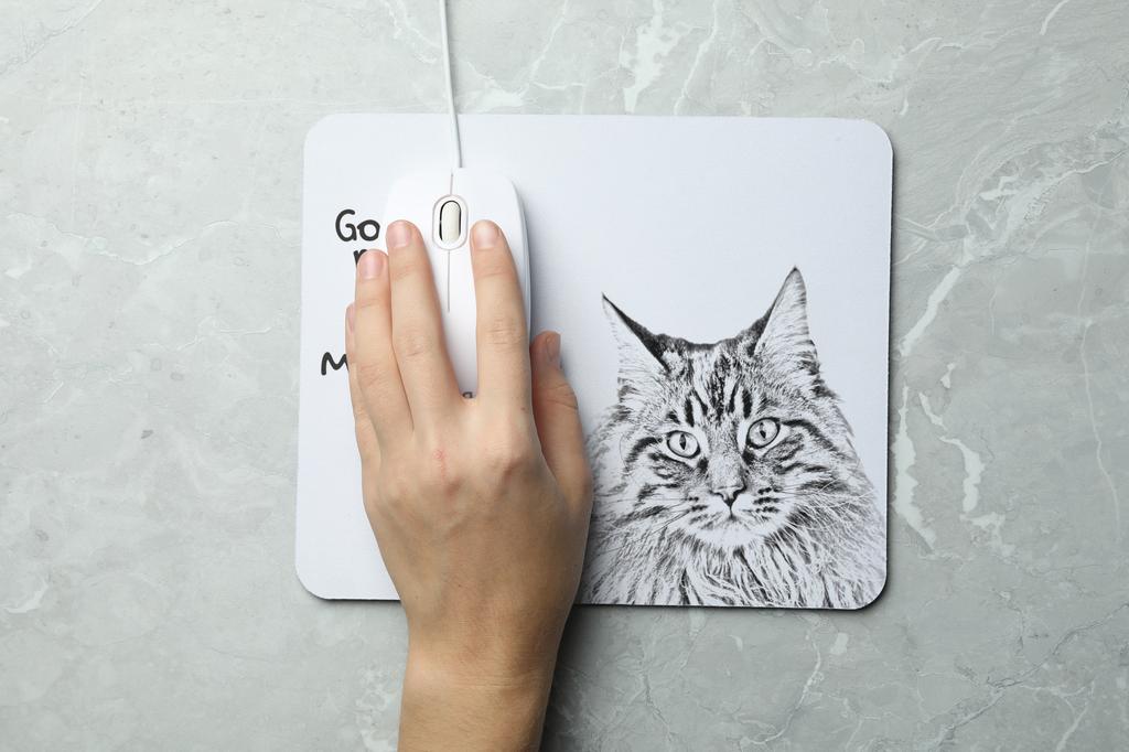 Maine Coon - Art-Dog markasından baskılı mouse pad, kişiselleştirilmiş kedi pedi, ofis çalışanı için benzersiz alet