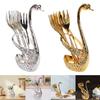 Swan Dinnerware Set Zinc Alloy Gifts 6 Forks Swan Base Utensils Flatware for Tea Fruit Kitchen Banquet Countertop