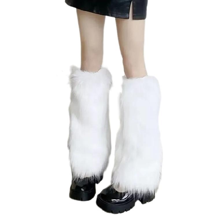 Fashionable Fuzzy Leg Warmers Plush Boot Cuffs Toppers Footless Socks Rainbow Colorful Leg Gaiters for Costume Parties