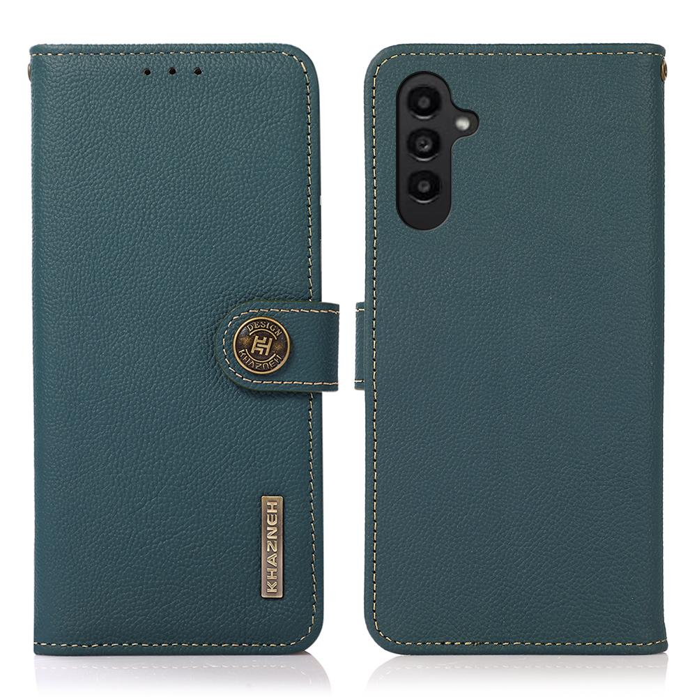 KHAZNEH for Samsung Galaxy A57 5G Case Genuine Cow Leather RFID Blocking Wallet Phone Cover