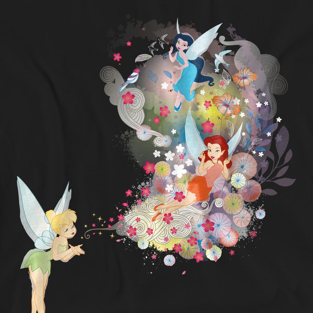 Disney Fairies Unisex Adult Fun Tinker Bell Rosetta Silvermist Floral T-Shirt