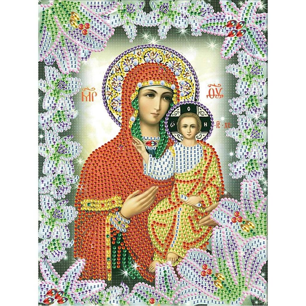 Náboženské Držadlo 5D Speciální Tvar Malba Vyšívání Ruční práce Kamínky Křišťál Kříž Řemeslo Šicí Sada DIY