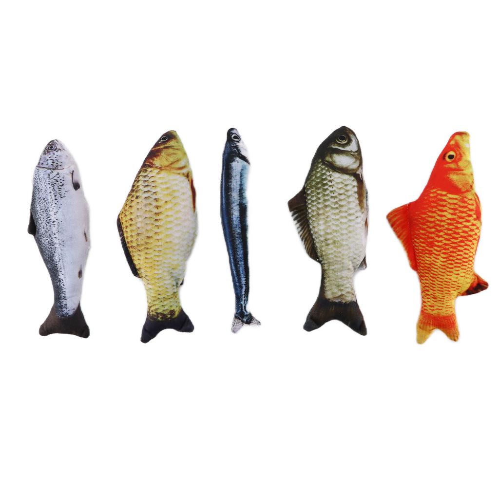 Cat Toy Fish Set Plush Simulation Fish with Catnip for Biting Chewing and Kicking