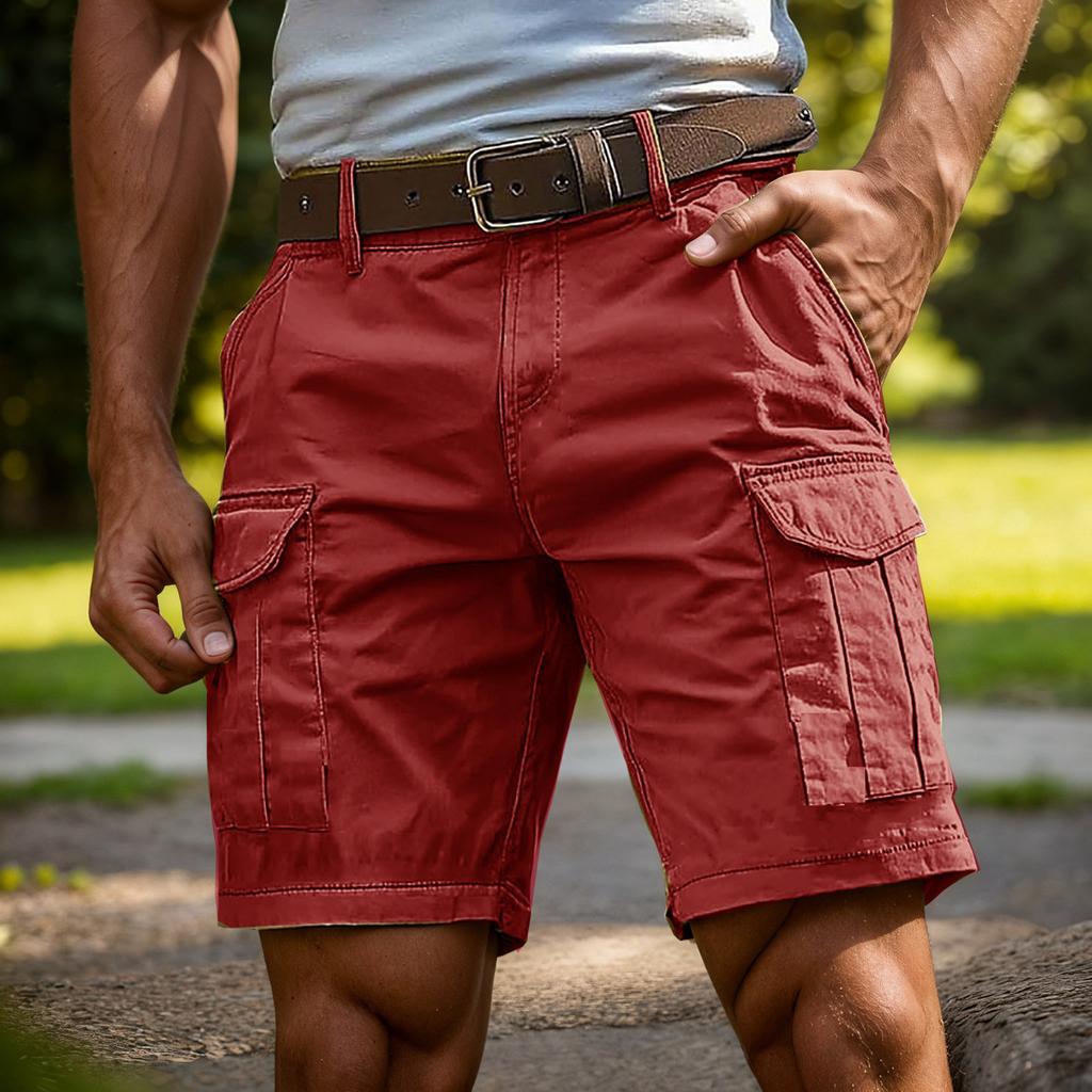 Men's Casual Work Pants With Multiple Pockets, Summer Sport Work Pants, Short Waist Pants, Five-pocket Pants