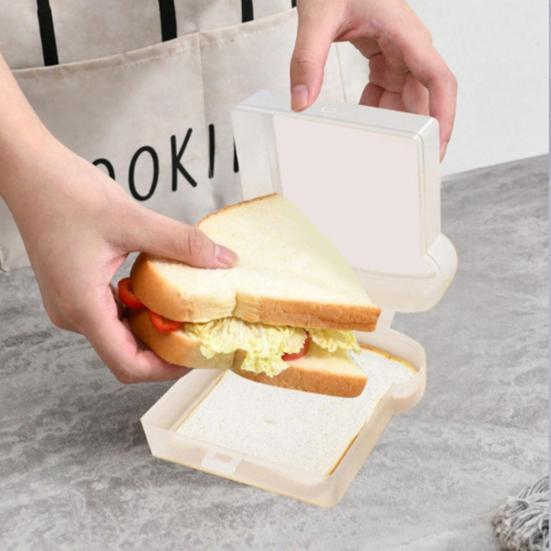 Transparent Bread Box Food Grade BPA Free Reusable Lightweight Portable Toast Sandwich Box Food Container