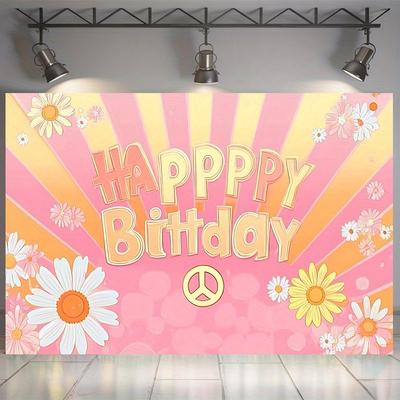 Party Backdrop Retro Hippie Bohemian Floral Retro Peace Hippie Bohemian Signs Designs Dorm Photo Booth Decor Birthday Party Decor