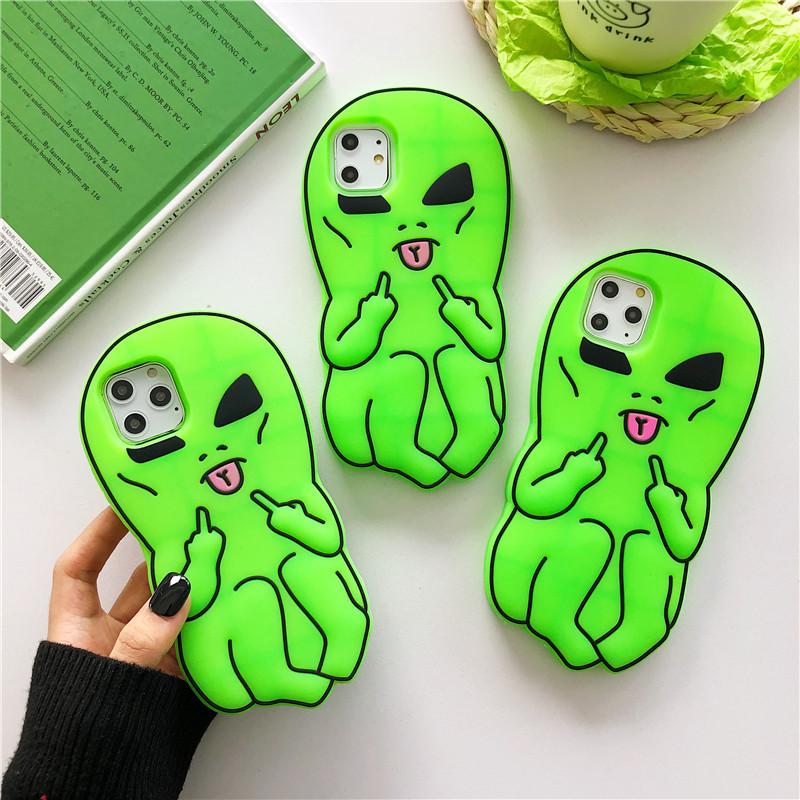 Funny Cartoon Swag Alien Phone Case For 17 Pro Max 16 15 Pro 14 13 Soft Silicone Rubber Cover