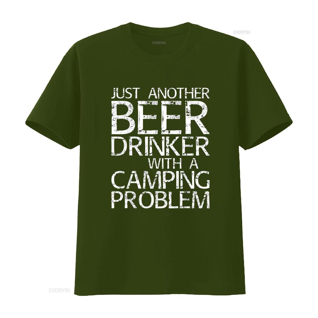 Mens Just Another Beer Drinker With A Camping Problem T Shirt Black Vintage Washed Graphic Versatile Top For Everyday Wear