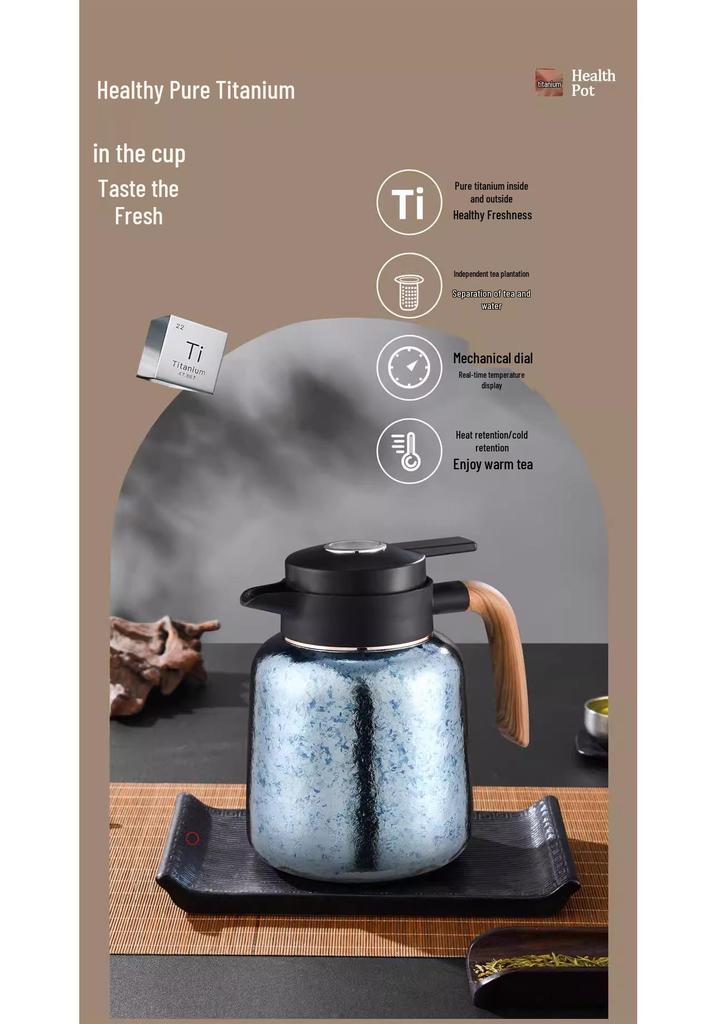 2025 Insulated Pure Titanium Stewing Teapot with Temp Display and Tea Leaf Separation - Large Capacity for Home