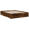 Bed Frame with Drawers Smoked Oak 160x200 Cm Wood Based Material