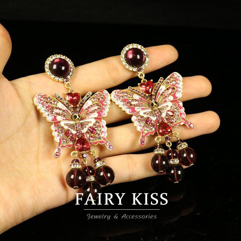 

Набор ожерелий в дворцовом стиле, ручной работы, с эмалью, тяжелой промышленности, изысканный, с бабочками, густо инкрустированный бриллиантами, ювелирные изделия высокого класса