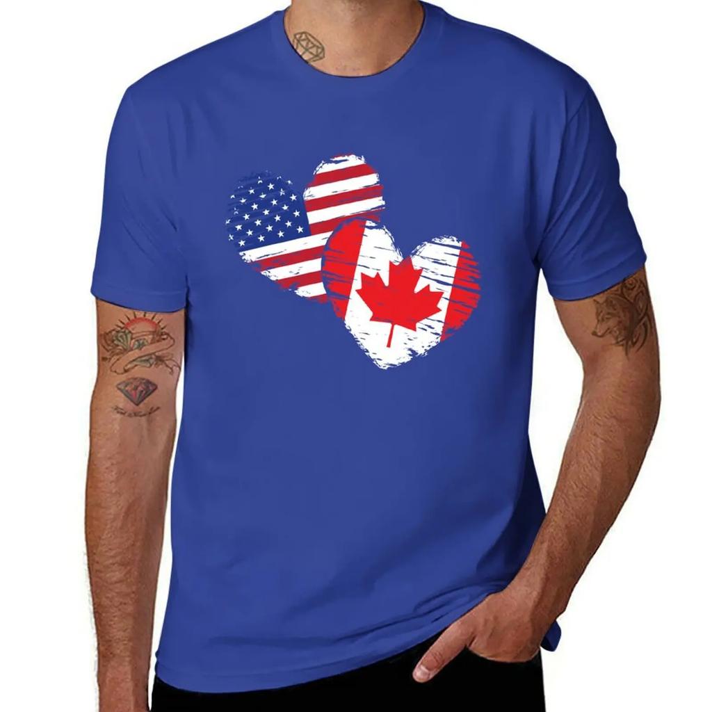 Canadian USA Hearts Canada T-Shirt tees designer shirts men graphic t shirts