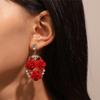 Retro Red Rose Necklace & Earrings Set - Valentine's Day Gift