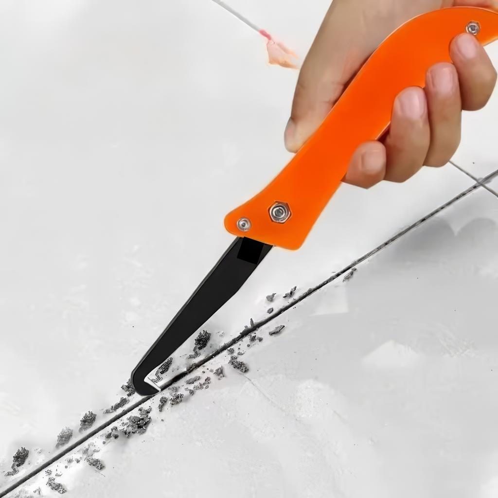 1 Piece Folding Hook Knife Orange, Tile Gap Cleaning Tool, Suitable for Kitchen, Bathroom, Bedroom Tiles