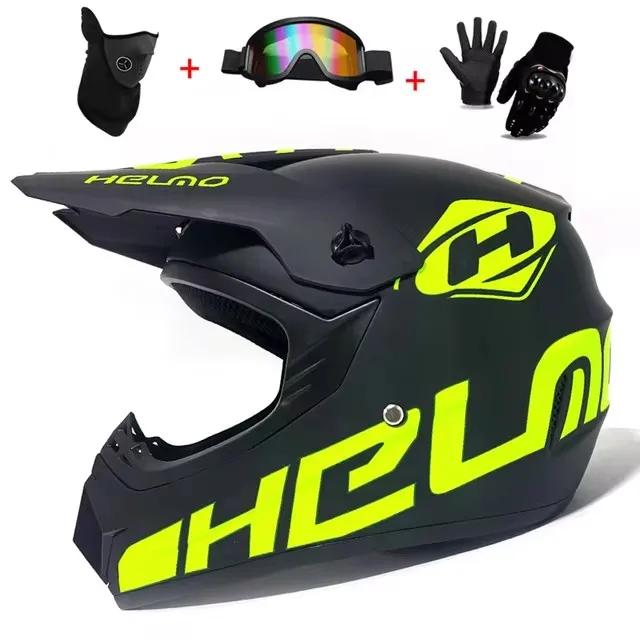 Full Face Motocross Helmet Kit Dot/Ece - For Adults & Youth - Comes With Mx Goggles & Gloves