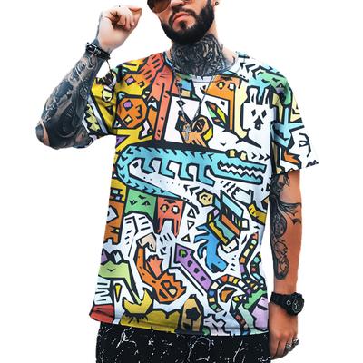 2022 m. nauji vyriškos mados gatvės hiphopo graffiti marškinėliai su 3D spausdinimu