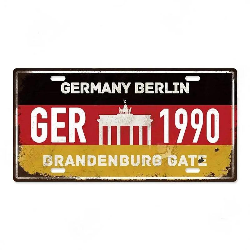 Retro Car 2D Metal Sign, Aluminum Wall Decor 15x30cm