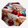 1pc Christmas Teddy Bears with Santa Hats, Festive Gift for Fans, Travelers, Everyday Use, Auto Open Close Umbrella with Foldable Design and 8-Iron Fr