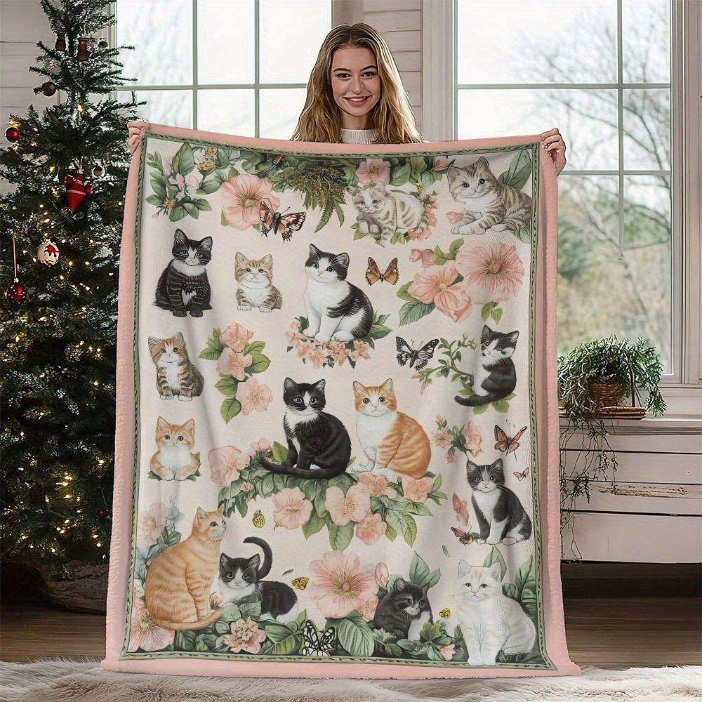 1Pc Cute Cartoon Cow Print Flannel Blanket Soft Warm Cozy Throw Blanket For Bedroom Living Room Home Decor 100cmx70cm
