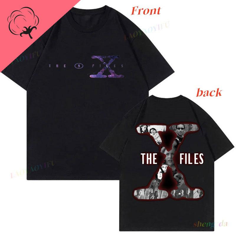 The X Files Front Back Printed TShirt I Want To Believe Cotton Movie Secret of XFiles Graphic TShirts Unisex Fashion Vintage