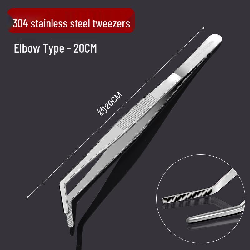 Thickened Stainless Steel Non-slip Beauty Tweezers Set – Straight & Bent Tips for Makeup, Nail Art, & Beading.