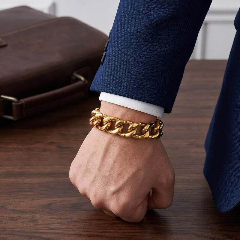 Vintage Bracelets for Man Men's 18MM Width Rivet Cuban Chain Bracelet Cool 316L Stainless Steel Jewelry Gifts for Him Father Dad