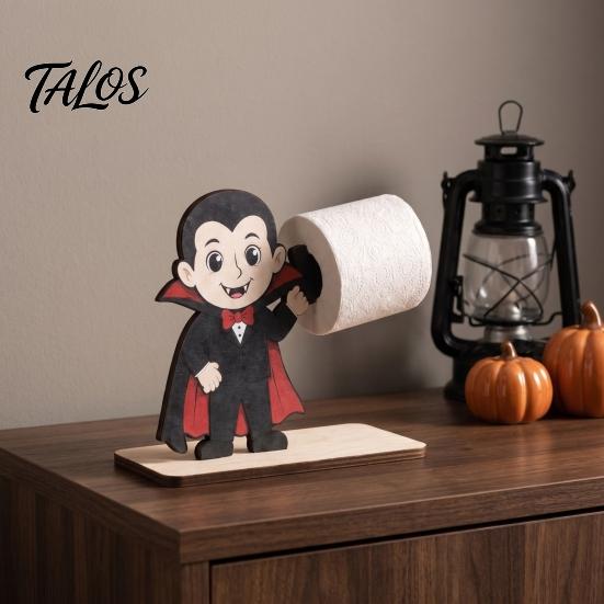 Gatto Nero Regalo di Festa 2 Pezzi Portasciugamani di Carta di Halloween, Dispenser Rotolo da Tavolo Animale Cartone Animato, Supporto in Legno per Asciugamani di Carta da Banco per