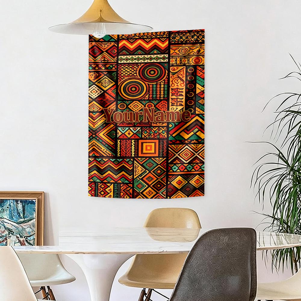 Ethnic Tribal Patterns Custom Your Name Wall Decor Tapestry Art For Pet Memorial Birthdaywedding Party Backdrop Family Gift