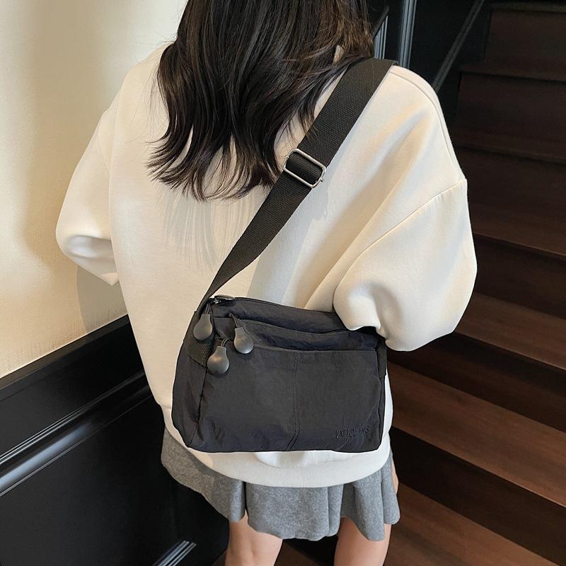 2025 Summer New Women's Messenger Bag Anti-splashing Ultra-light Cloth Bag Multi-compartment Small Square Bag Solid Color Shoulder Messenger Bag
