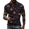 Men's Halloween Print Short Sleeve Polo Shirt Loose Fit Casual Summer Everyday Top with Button Placket and Classic Collar for Daily Wear