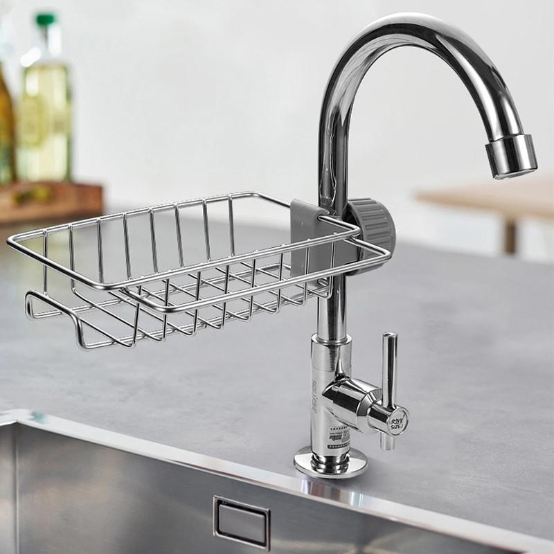 Edelstahl Wasserhahn Halter Küchen Aufbewahrungsregal Schwamm Spültuch Finishing Rack Abtropfgestell Pool Lappen Aufbewahrung Abtropfen Trocknen