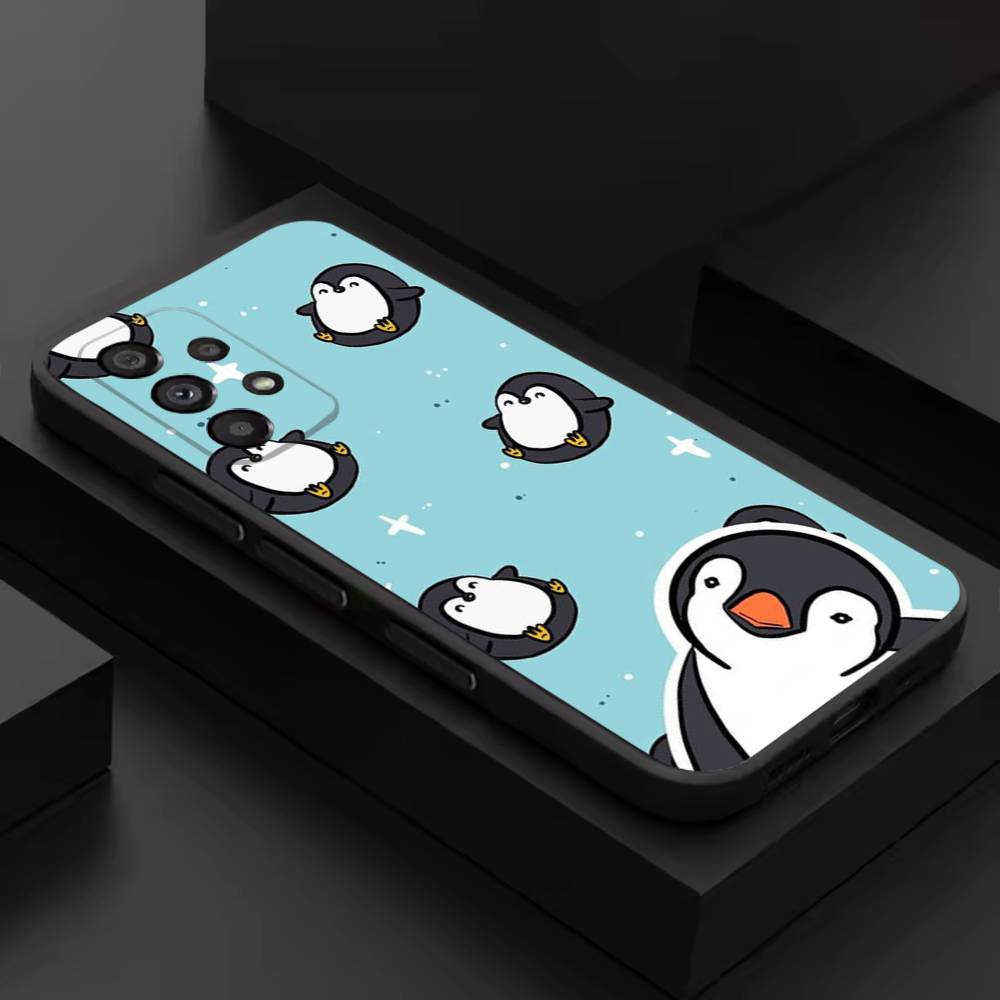 Penguin Kawaii Cute Cartoon For Samsung S 26,25,24,23,22,30,21,10,9,Ultra,Plus,Lite,FE,4,5G Phone Case Black Soft Case SamsungS26ULTRA