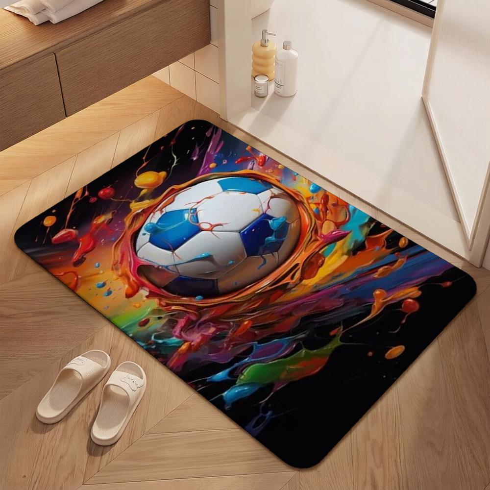 Soccer Ball Water Splash Print Theme Rug Soft Texture Nonslip Carpet For Hallway Balcony Study Home Party Decor Christmas Gift
