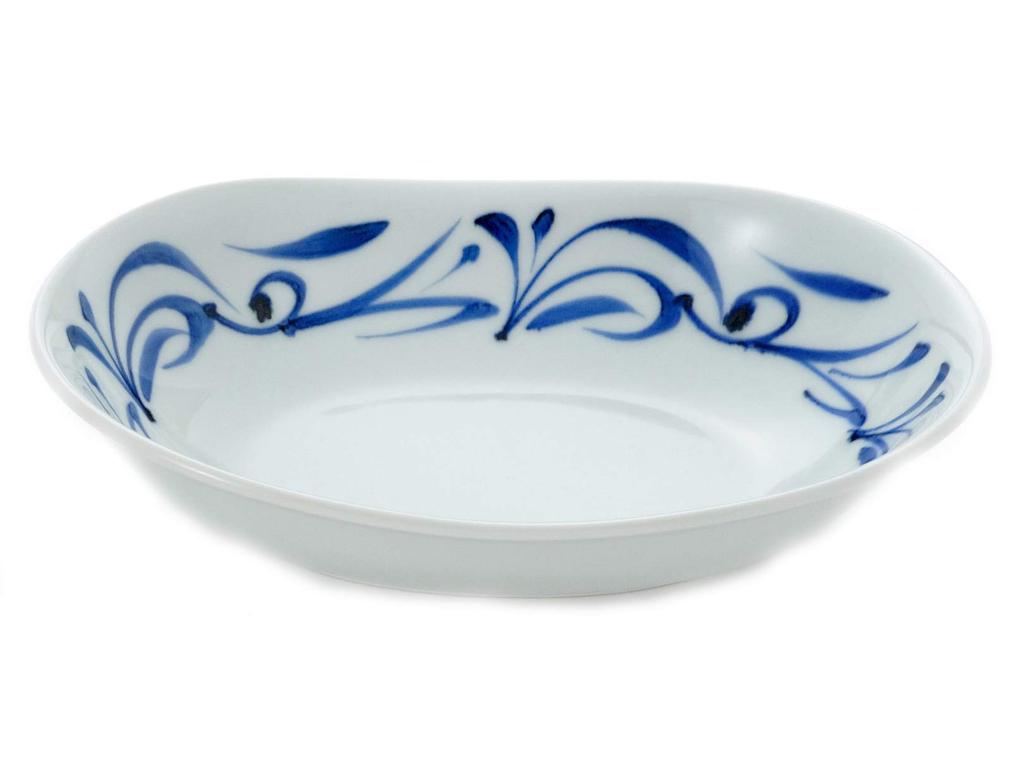 Tobeyaki Senzan Curry Pasta Plate Deep X Wide X & (Arabesque Pattern) - Approx. 19.0cm 26.3cm 6.0cm High.