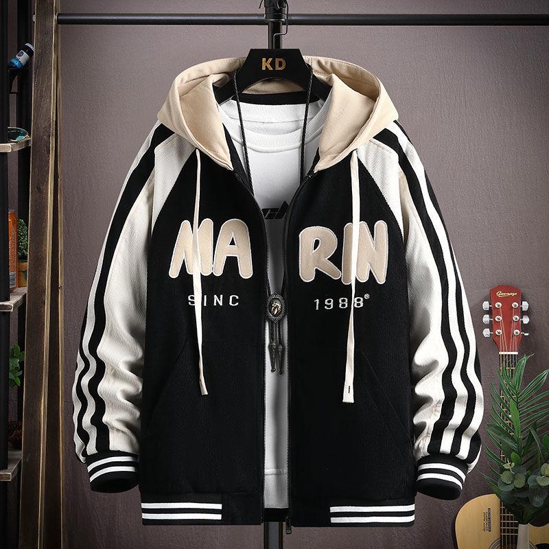 Men's Spring Hooded Denim Jacket - Trendy Youth Two-Piece Baseball Style Workwear
